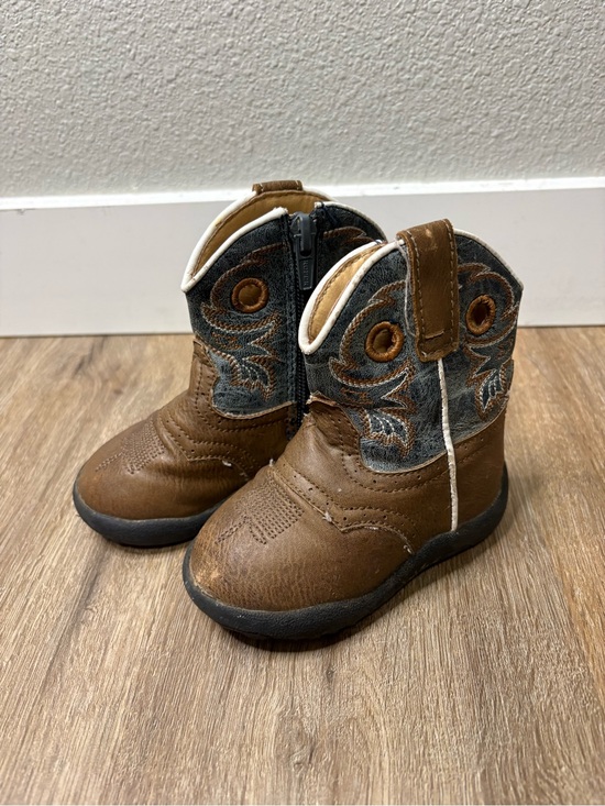Roper Other - Roper Cowbabies Daniel Western Boots Infant Size 4 Brown Blue Zip Cowboy Boots